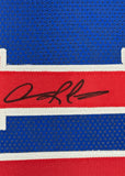 Framed Autographed/Signed Dennis Rodman 35x39 Detroit Blue Jersey PSA COA