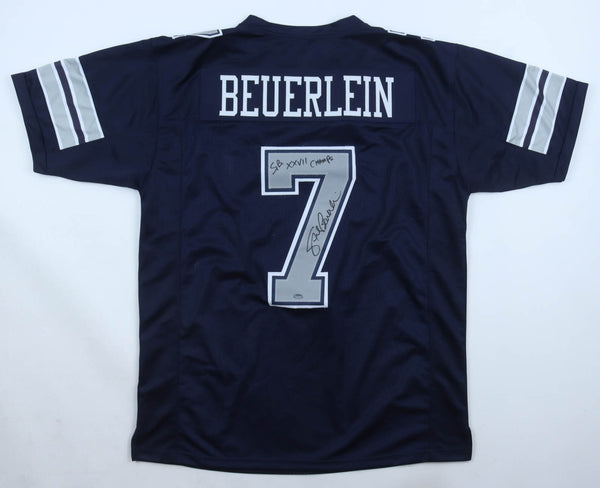Steve Beuerlein Signed Dallas Cowboys Jersey Ins. ""S.B. XXVII Champs"(Schwartz)