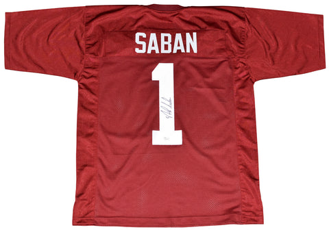 NICK SABAN AUTOGRAPHED SIGNED ALABAMA CRIMSON TIDE #1 JERSEY JSA