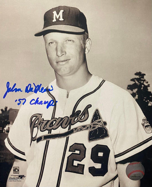 Milwaukee Braves JOHN DeMERIT Signed 8x10 Photo #4 AUTO w/ '57 WS CHAMPS