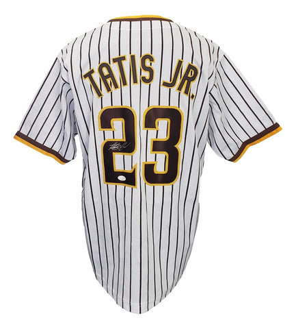 Fernando Tatis Jr. Signed Custom White Pinstripe Pro Style Baseball Jersey JSA