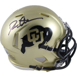 Deion Sanders Autographed Colorado Buffaloes Gold Mini Helmet Beckett 49655