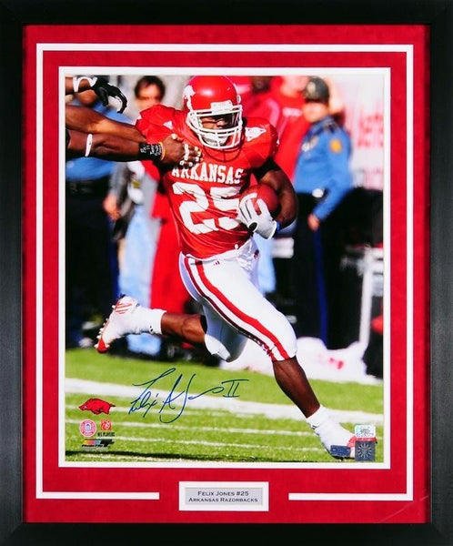 FELIX JONES AUTOGRAPHED ARKANSAS RAZORBACKS 16x20 FRAMED PHOTO COA