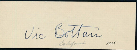 Vic Bottari California 1938 All-American Football Signed Cutout 144202