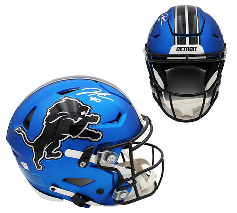 Jahmyr Gibbs Signed Detroit Lions Speed Flex Auth Alt 2024 Dark Blue NFL Helmet