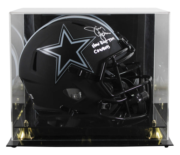 Cowboys Jimmy Johnson "HBTC" Signed Eclipse F/S Speed Rep Helmet W/ Case BAS Wit