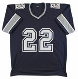 Emmitt Smith Authentic Signed Navy Pro Style Jersey Autographed BAS Witnessed 2