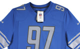 Lions Aidan Hutchinson Signed Blue Nike Game Jersey w/ Silver Sig BAS Witnessed