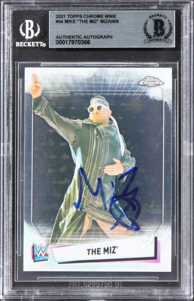 Mike "The Miz" Mizanin Signed 2021 Topps Chrome WWE #44 Card BAS Slabbed