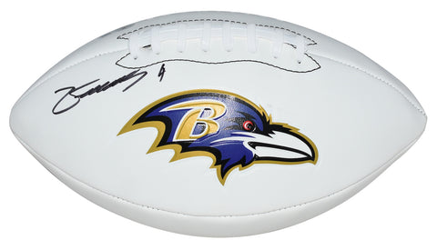 ZAY FLOWERS AUTOGRAPHED BALTIMORE RAVENS WHITE LOGO FOOTBALL BECKETT
