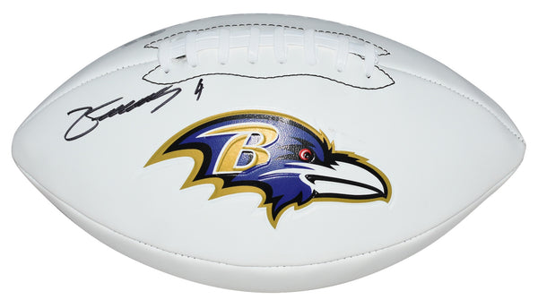 ZAY FLOWERS AUTOGRAPHED BALTIMORE RAVENS WHITE LOGO FOOTBALL BECKETT