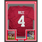 Framed Autographed/Signed Marquis Maze 35x39 Alabama Red College Jersey PSA COA