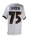 Jonathan Ogden HOF Autographed/Inscr White Custom Football Jersey Ravens JSA