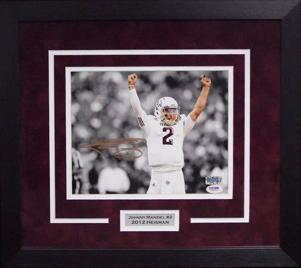 JOHNNY MANZIEL AUTOGRAPHED TEXAS A&M AGGIES 8x10 FRAMED PHOTO PSA/DNA