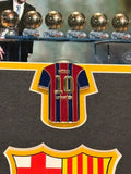 Lionel Messi FC Barcelona Framed Photo & Pin Collage with Laser Autograph 14x18