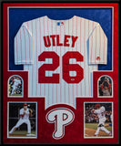 SUEDE FRAMED PHILADELPHIA PHILLIES CHASE UTLEY AUTOGRAPHED SIGNED JERSEY PSA COA
