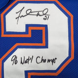 Framed Autographed/Signed Fred Taylor 35x39 Florida Blue Jersey Beckett COA