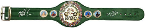 MIKE TYSON & HOLYFIELD AUTOGRAPHED GREEN WBC WORLD CHAMPIONSHIP BOXING BELT JSA