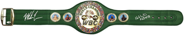 MIKE TYSON & HOLYFIELD AUTOGRAPHED GREEN WBC WORLD CHAMPIONSHIP BOXING BELT JSA