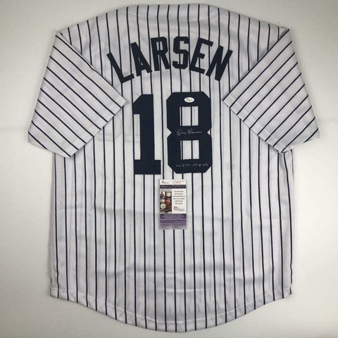 Autographed/Signed DON LARSEN New York Pinstripe Jersey JSA COA Auto