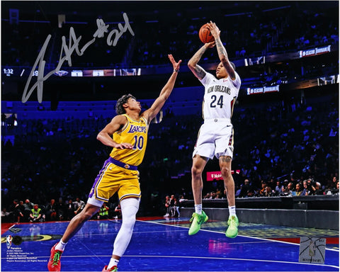 Jordan Hawkins New Orleans Pelicans Signed 8" x 10" Shooting vs. Lakers Photo