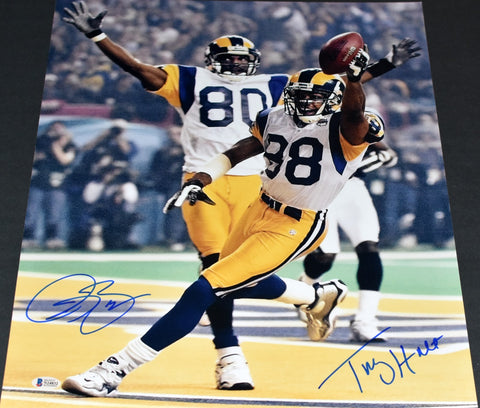 ISAAC BRUCE TORRY HOLT SIGNED ST LOUIS RAMS SUPER BOWL XXXIV 16x20 PHOTO BECKETT