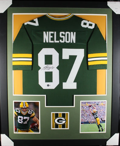 JORDY NELSON (Packers green TOWER) Signed Autographed Framed Jersey Beckett