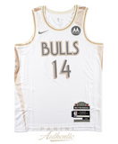 Matas Buzelis Autographed Chicago Bulls White 2025 City Edition Jersey Panini
