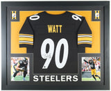 T J Watt Signed Pittsburgh Steeler 35"x 43" Framed Jersey (Beckett) All Pro LB..