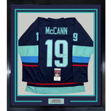 Framed Autographed/Signed Jared McCann 35x39 Seattle Blue Jersey JSA COA