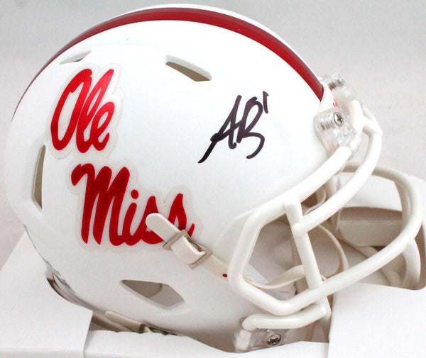 AJ Brown Autographed White Ole Miss Rebels Speed Mini Helmet- Beckett W Holo