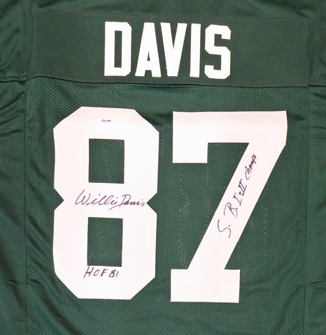 Green Bay Packers Willie Davis Auto Green Jersey HOF 81 & SB I II Champs PSA/DNA