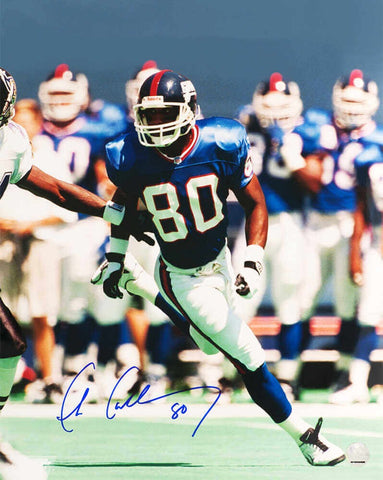 Chris Calloway Signed Giants Blue Jersey Action 16x20 Photo - (SCHWARTZ COA)