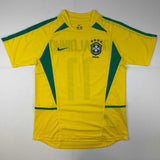 Autographed/Signed Ronaldinho Brazil Yellow Futbol Jersey Beckett BAS COA