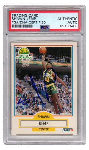 Shawn Kemp Signed Supersonics 1990 Fleer RC Basketball Card #178 - (PSA Slabbed)