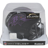 Ray Lewis Autographed/Signed Baltimore Ravens Mini Helmet Beckett 46939
