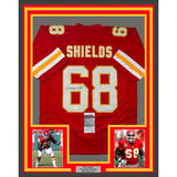 Framed Autographed/Signed Will Shields 35x39 Kansas City Red Jersey JSA COA