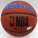 Patrick Ewing Autographed Composite Leather Knicks Basketball (Smudged) Beckett