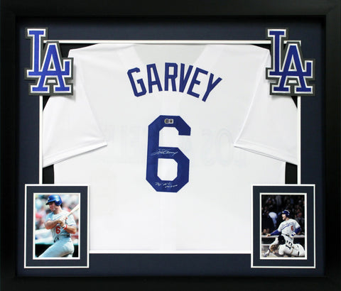 Steve Garvey "74 NL MVP" Signed White Pro Style Framed Jersey BAS Witnessed