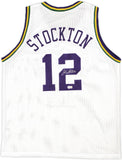 UTAH JAZZ JOHN STOCKTON AUTOGRAPHED WHITE JERSEY BECKETT BAS WITNESS 224359
