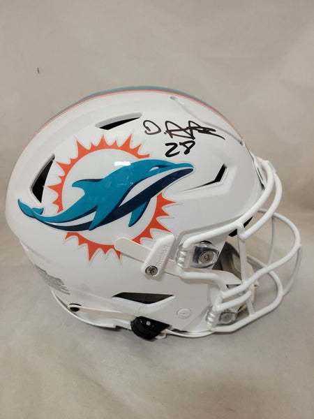 DEVON ACHANE SIGNED MIAMI DOLPHINS SPEEDFLEX AUTHENTIC HELMET BECKETT QR