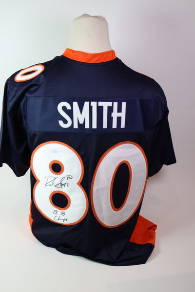 Rod Smith Autographed Navy Blue Denver Broncos Jersey w/ Inscription JSA COA