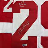 Framed Autographed/Signed Mike Vernon 35x39 Detroit White Jersey BAS COA