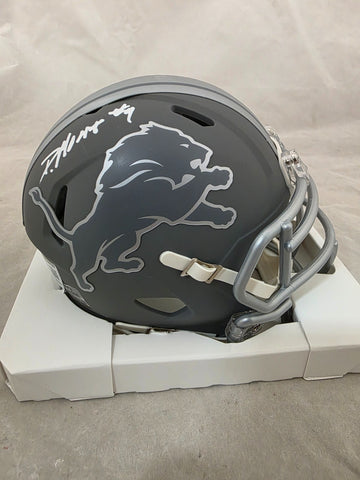 DERRICK MOORE SIGNED DETROIT LIONS SLATE SPEED MINI HELMET BECKETT QR
