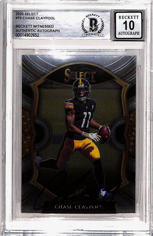 Chase Claypool Signed 2020 Panini Select #70 Rookie Card Beckett Slab 40743
