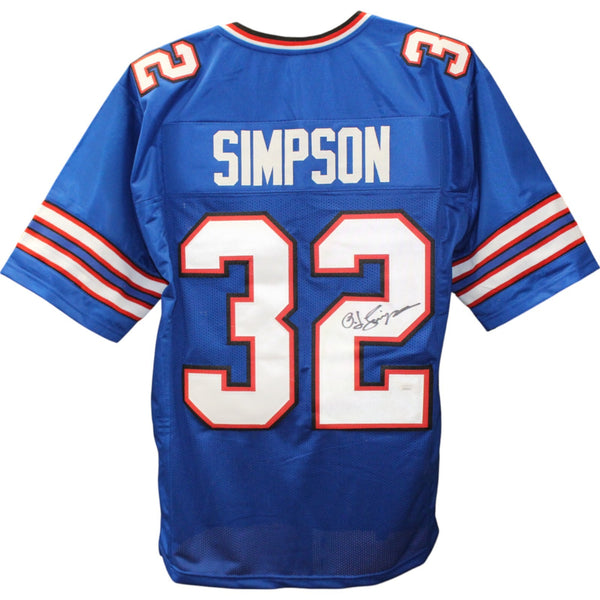 OJ Simpson Autographed/Signed Pro Style size XL Blue Jersey JSA 50302