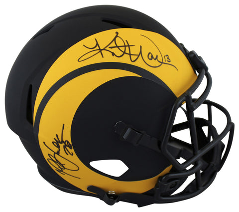 Rams Kurt Warner & Marshall Faulk Signed Eclipse Full Size Speed Rep Helmet BAS