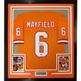 Framed Autographed/Signed Baker Mayfield 35x39 Tampa Bay Orange Jersey COA