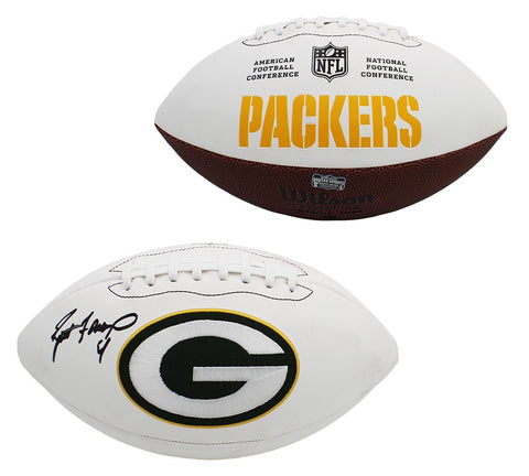 Brett Favre Signed Green Bay Packers Embroidered Logo White Panel NFL Football