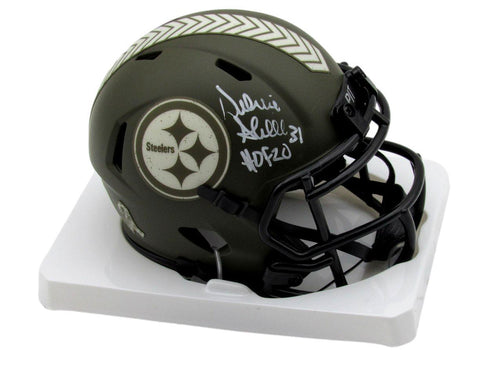 Donnie Shell HOF Auto/Inscr Salute To Service Mini Helmet Steelers JSA 179782